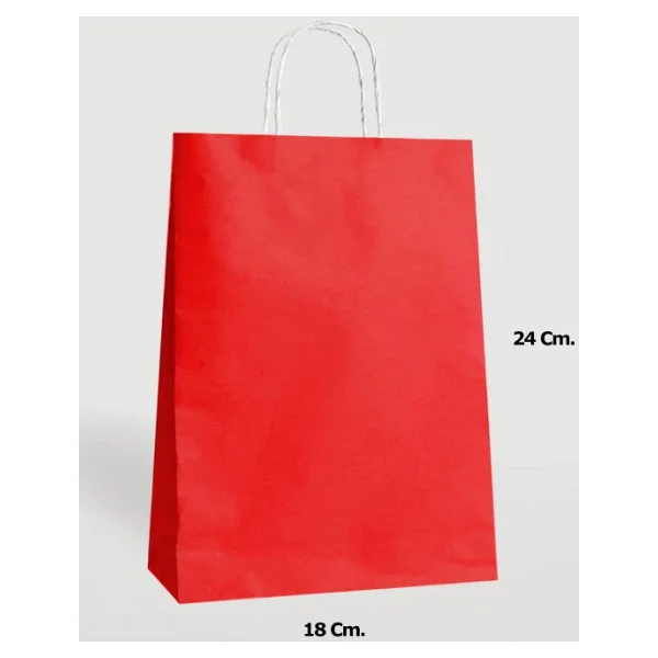 Büküm Saplı Kraft Kağıt Çanta Karton Hediyelik Poşet Torba - Kırmızı - 18X24 Cm. - 5 Adetlik Paket - Görsel 3