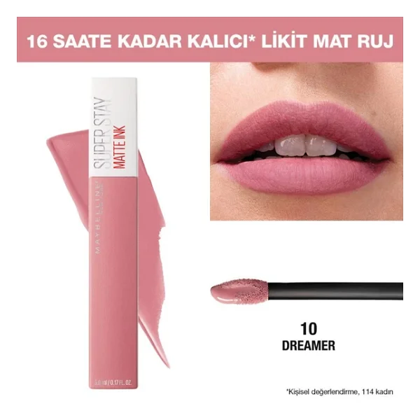 Maybelline New York Super Stay Matte Ink 10 Dreamer Likit Ruj - Görsel 4