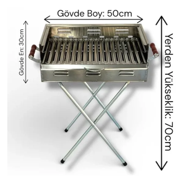 Pratikoutdoor 50x30 cm Katlanır Kömürlü Mangal - Görsel 2