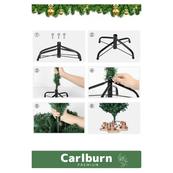 Premium Kutu Süsleme Seti Yılbaşı Çam Ağacı Renkli Işığı Yeni Yıl Süsleri Noel Paketi 150 Cm 240 Dal - Görsel 5