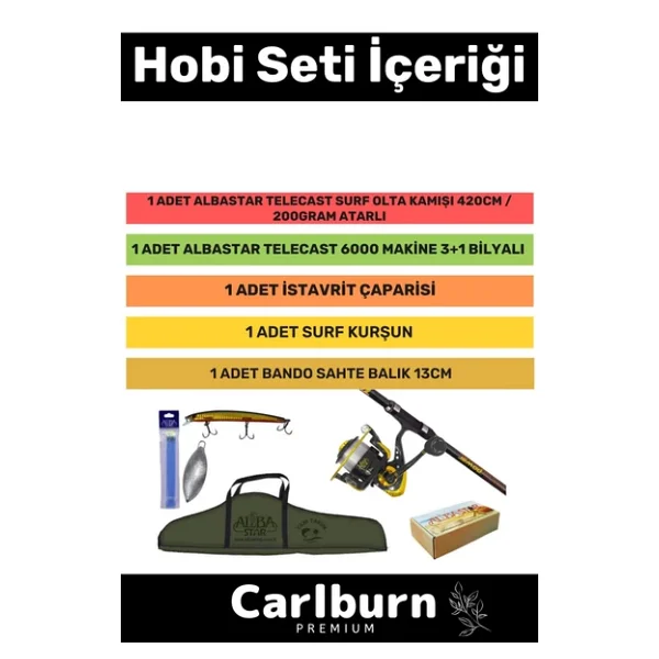 Özel Üretim Şık Taşıma Çantalı Hazır Kurulu Tam Takım Profesyonel Surf Olta Seti - 3m Kamış Hediyeli - Görsel 2