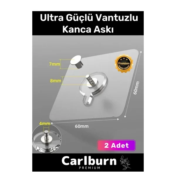 Özel Üretim Süper Güçlü Yapışkan Kanca İz Bırakmaz Paslanmaz Çelik Ultra Güçlü Vantuzlu Askı 2 Adet - Görsel 2
