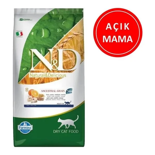 N&D Ocean Düşük Tahıllı Morina Balıklı ve Portakallı 1 kg Yetişkin Kedi Maması - Açık Paket - Görsel 5