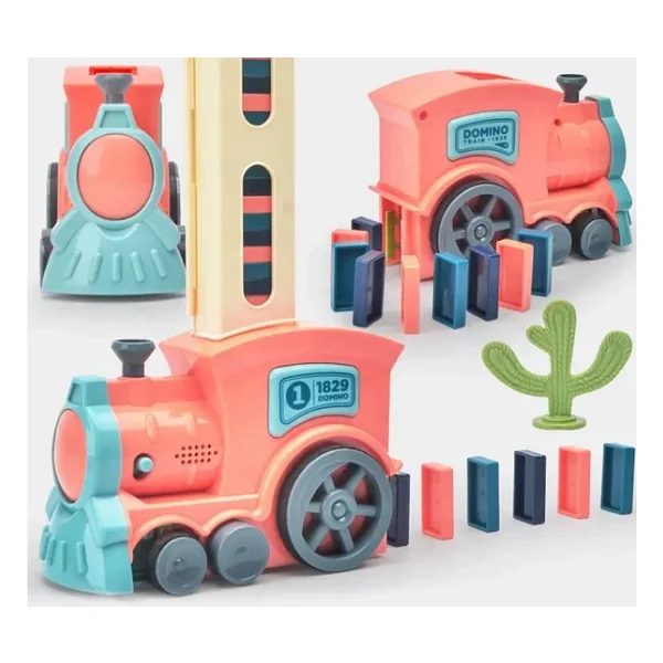 Minio Baby - Işıklı Sesli Domino Tren - Otomatik Domino Dizilimi - Eğitici Oyuncak - Pembe - Görsel 6
