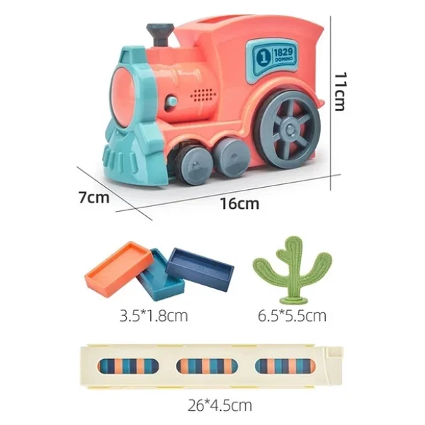 Minio Baby - Işıklı Sesli Domino Tren - Otomatik Domino Dizilimi - Eğitici Oyuncak - Pembe - Görsel 2