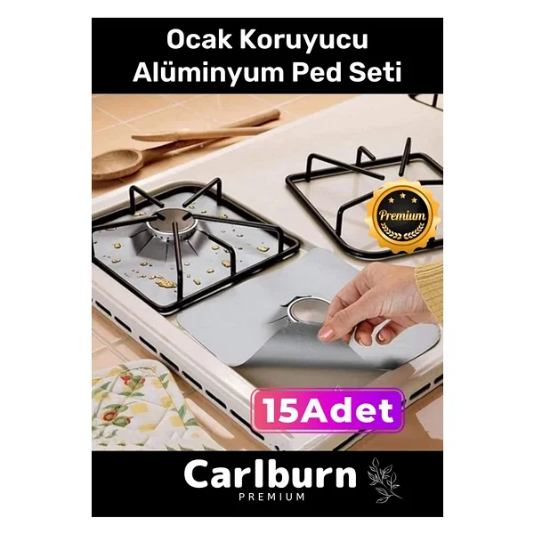 Premium Seri Yağ Kir Koruyucu İz Bırakmaz Kolay Temizlenir Ocak Koruyucu Alüminyum Ped Seti 15 Adet - Görsel 2
