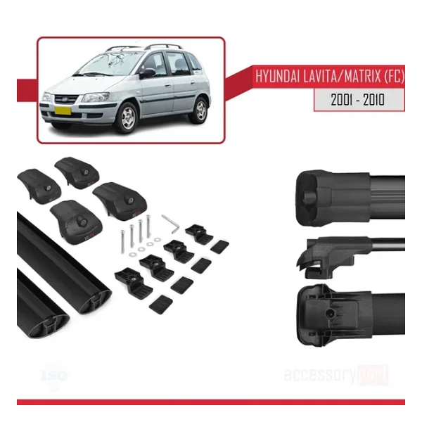 Hyundai Lavita / Matrix Fc 2001-2010 Arası İle Uyumlu Ace-1 Ara Atkı Tavan Barı Siyah - Görsel 6