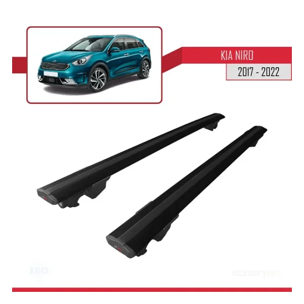 Kia Niro (DE) 2017-2022 Arası ile uyumlu HOOK Model Anahtar Kilitli Ara Atkı Tavan Barı SİYAH - Görsel 4