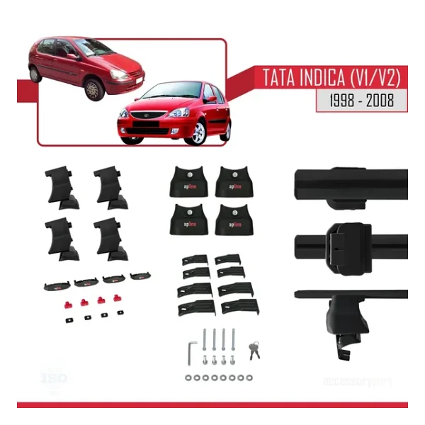 Tata Indica V1/v2 1998-2008 Arası İle Uyumlu Ace-4 Ara Atkı Tavan Barı Siyah - Görsel 6