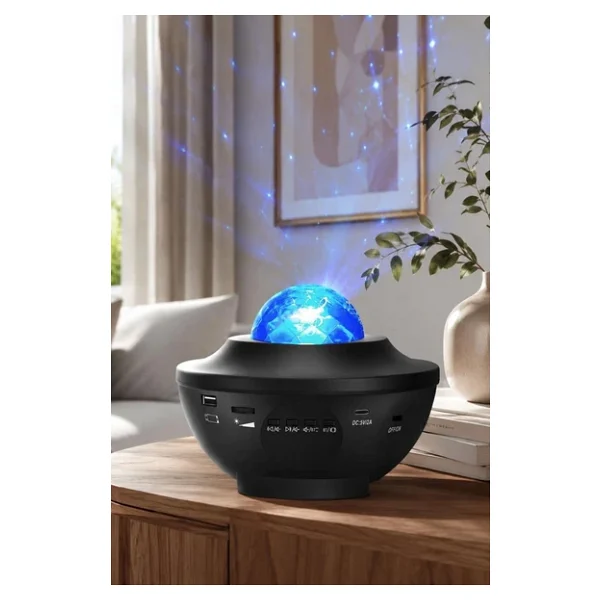 Torima Starry Projektör Led Lazer Uzaktan Kumandalı Kablosuz Hoparlör Gece Lambası LW34 Siyah - Görsel 6
