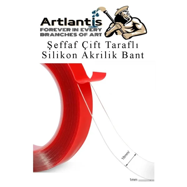Çift Taraflı Bant Silikonlu Süper Güçlü Çivisiz Montaj Bandı Ve Maket Bıçağı 1 Adet 18Mm X 2 Metre Extra Yüksek Mukavemetli - Görsel 4