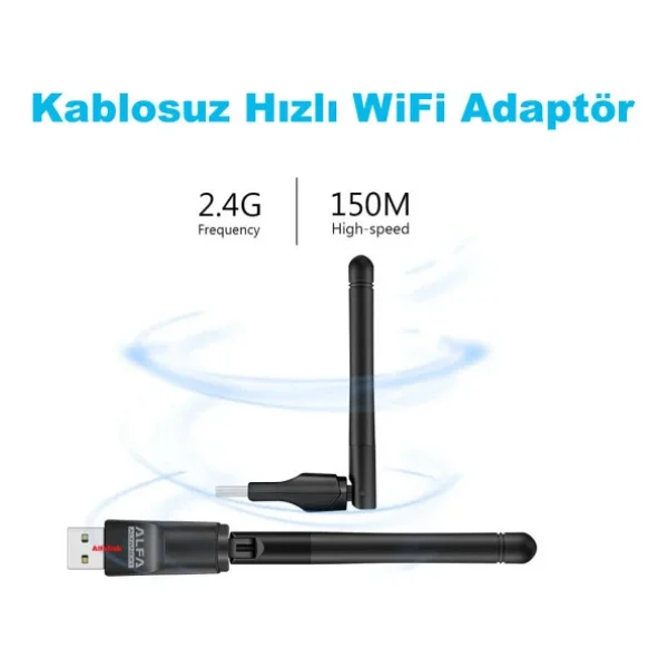 Alfalink W114 150Mbps 2.4Ghz 3dbi Usb Antenli Kablosuz Adaptör - Görsel 4