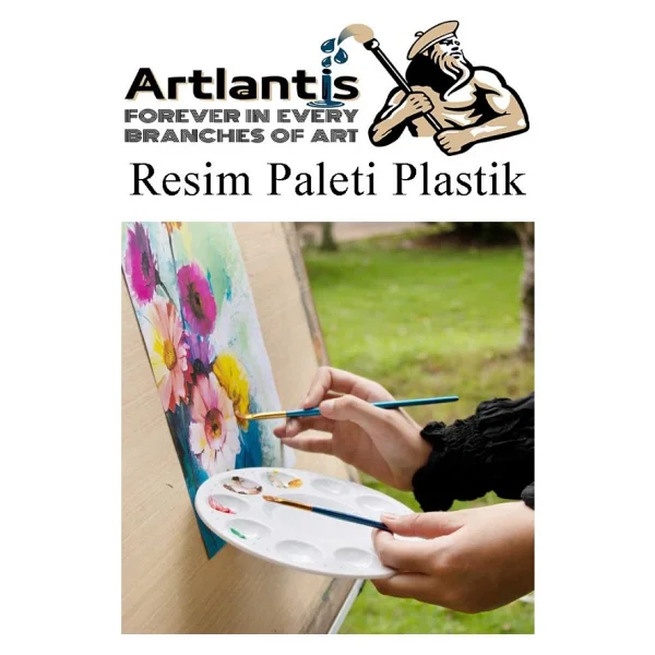 Resim Paleti Plastik 3 Adet Godeli Ressam Paleti Boyama Paleti Akrilik Boya Guaj Boya Suluboya - Görsel 4