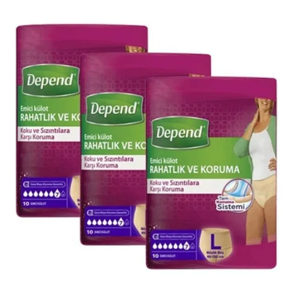 Depend Emici Külot Kadın Büyük Boy L 30'lu 3 Adet Hasta Bezi - Görsel 5