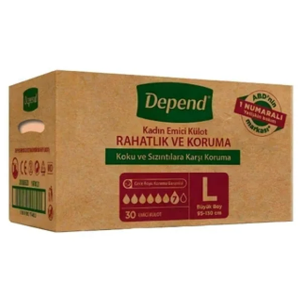Depend Emici Külot Kadın Büyük Boy L 30'lu 3 Adet Hasta Bezi - Görsel 4
