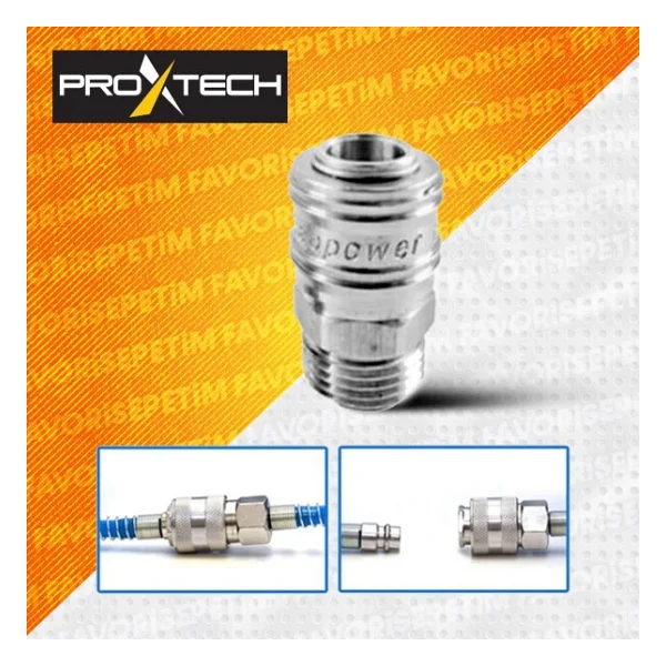 Proxtech Kompresör Saatli Lastik Şişirme 15 Mt spiral Hortumu Hava Tabancası Hava Recor Paket Set - Görsel 4