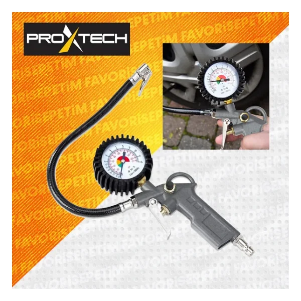 Proxtech Kompresör Saatli Lastik Şişirme 15 Mt spiral Hortumu Hava Tabancası Hava Recor Paket Set - Görsel 5