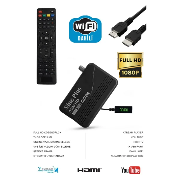Sine Plus Bt-5500 Hd Wıfı Uydu Alıcısı Canakli Canaksiz Wifi - Görsel 5