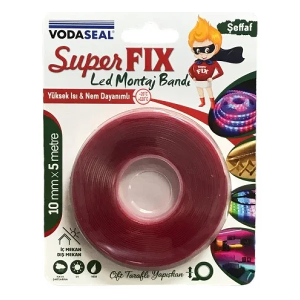 Vodaseal Cift Tarafli Led Montaj Banti Seffaf 10 Mm X 5 Mt - Görsel 6