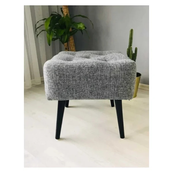 BEYLERBEYİ Artego Geniş Oturum Alanlı Siyah Ağaç Ayak Gri Kare Puf Bench - Görsel 5