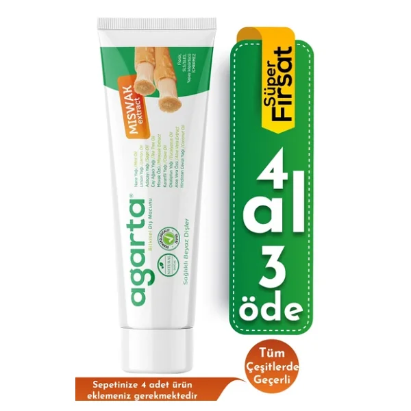 Agarta Doğal Misvak Özlü Florürsüz Diş Macunu 100 ml 4 Adet - Görsel 6