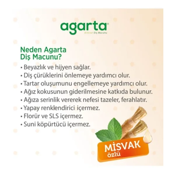 Agarta Doğal Misvak Özlü Florürsüz Diş Macunu 100 ml 4 Adet - Görsel 7