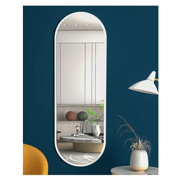 DekorLife Beyaz Oval Dekoratif Boy Aynası 150 X 50 Cm - Görsel 3