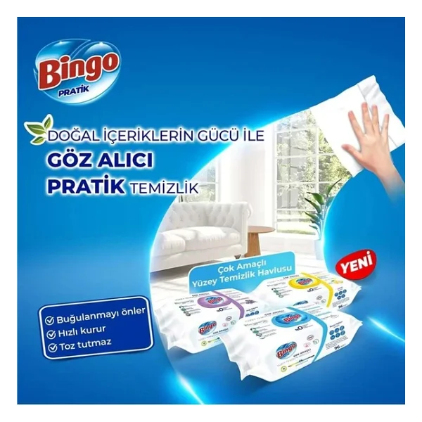 Bingo Arap Sabunu Katkılı Yüzey Temizlik Havlusu 96 Yaprak - Görsel 8