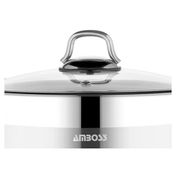 Amboss Saphire Cam Kapaklı 24 cm Derin Çelik Tencere - Görsel 8