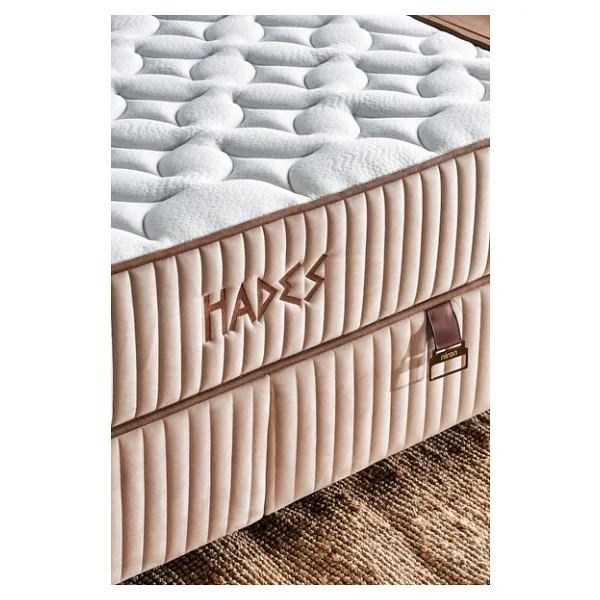 Hades Yatak Baza Ve Baslik Seti 140X190 Cm Cift Kisilik Paket Yayli Luks Yatak Krem Baza Baslik - Görsel 4