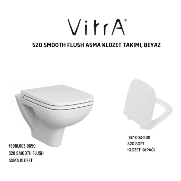 VitrA S20 7508L003-0850 SmoothFlush 52 cm Asma Klozet - Görsel 8