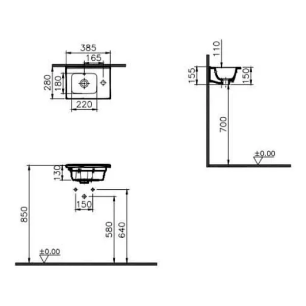 VitrA Mia 7460L003-0029 40 cm Etajerli Lavabo - Görsel 7