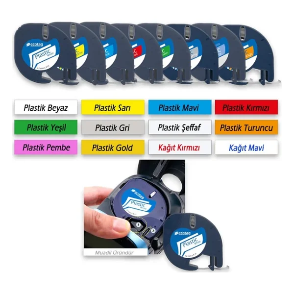 Dymo Letratag Etiket Yazıcı ve Ecotag Muadil Plastik Yedek Şerit Etiket 10'lu - Şeffaf - Görsel 4