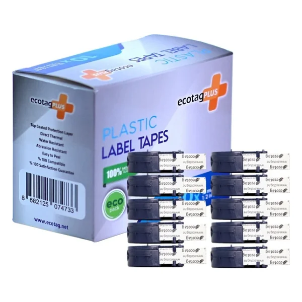 Dymo Letratag Etiket Yazıcı ve Ecotag Muadil Plastik Yedek Şerit Etiket 10'lu - Şeffaf - Görsel 2