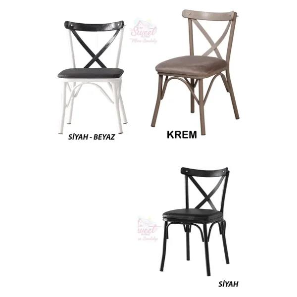 Sweet Home Masa Sandalye Sabit 70x120 Masa Beyaz 4 Adet Çapraz Sandalyetakım - Görsel 5