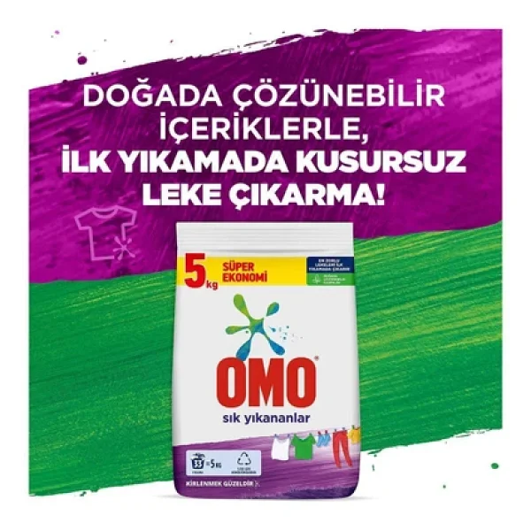 Omo Sık Yıkananlar Beyazlar ve Renkliler için 5 kg Toz Deterjan - Görsel 8