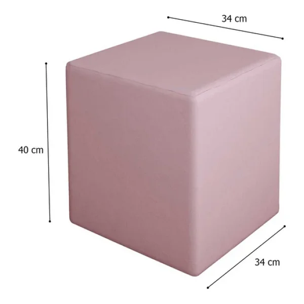 Modilayn Doğa Kare Puf Tay Tüyü Kumaş, Sağlam Ahşap İskeletli -Pembe- - Görsel 6