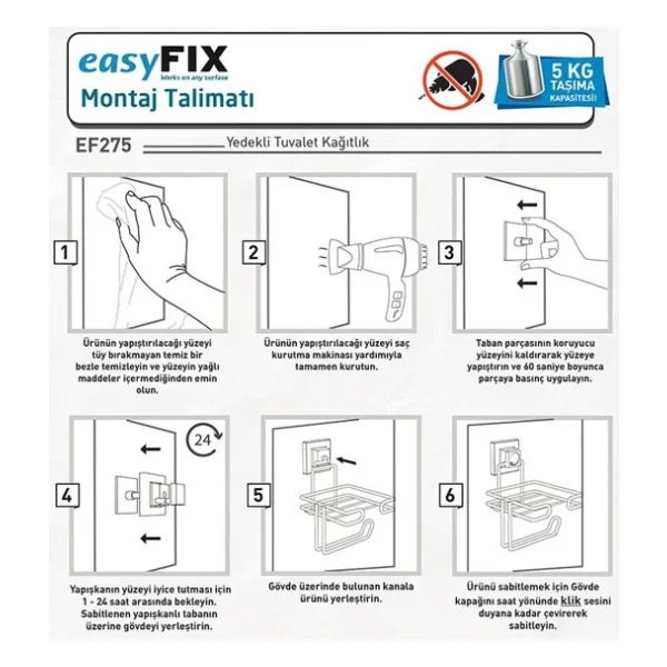 Tekno Tel EF-271 Yapışkanlı Tuvalet Wc Kağıtlık - Görsel 3