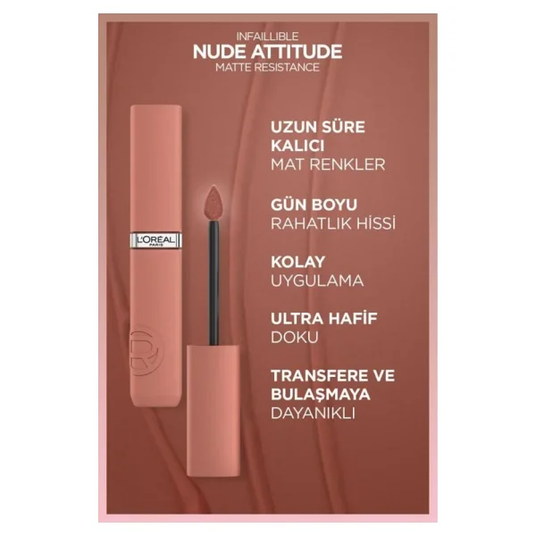 L'Oreal Paris Infaillible Matte Resistance 601 Worth It Likit Ruj - Görsel 9