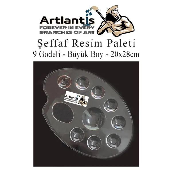 Seffaf Buyuk Resim Paleti Plastik 1 Adet Godeli Ressam Paleti Boyama Paleti Akrilik Boya Guaj Boya Suluboya - Görsel 3