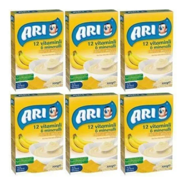 Arı Mama 12 Vitaminli 6 Mineralli Sütlü Muzlu Pirinç Unu Kaşık Maması 200 gr 6 Adet - Görsel 5