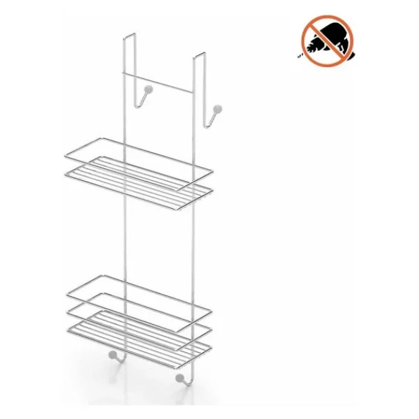 Tekno Tel Lm-065 Asmalı 2 Katlı Düz Banyo Duşakabin Rafı Siyah - Görsel 2