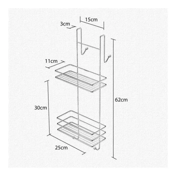 Tekno Tel Lm-065 Asmalı 2 Katlı Düz Banyo Duşakabin Rafı Siyah - Görsel 3