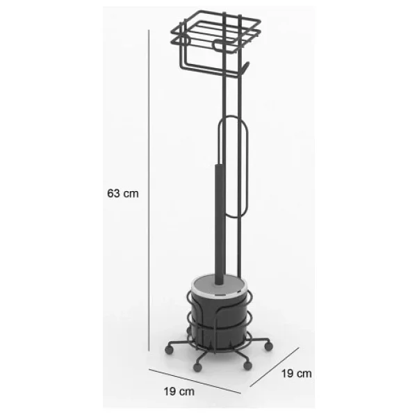 Tekno Tel Mg-096 Ayakli Yedekli Wc Kagitlik + Klozet Fircalik Siyah - Görsel 7