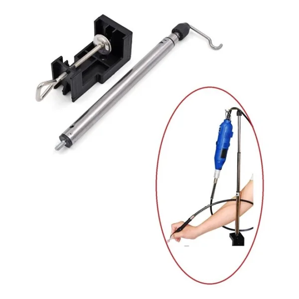 Depolife Dremel Benzeri Gravür Makineleri Için Masa Alet Askı Sehpası Teleskopik Masa Montaj Mengene Aparat Gri - Görsel 2