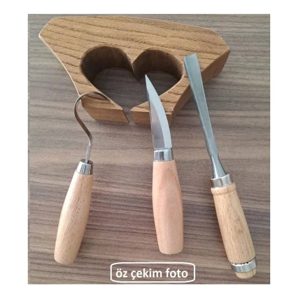 Depolife Ahşap Oyma Bıçak Alet Seti Kaşık Kuksa Oval Düz Oyma Yontma Bıçağı 3 Parçalı Set - Görsel 4