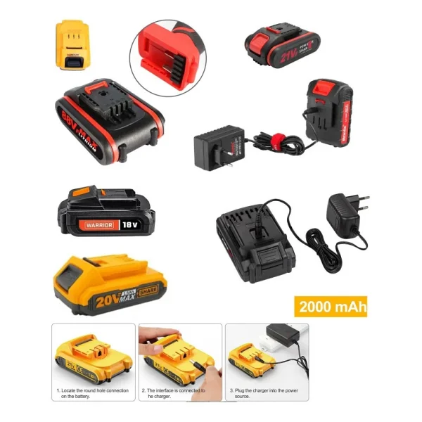 Depolife Şarjlı Matkap Için Şarj Adaptörü 24V 20V 18V 16.8V 14V ve 12 Volt Li-On Pil Şarj Üniversal - Görsel 2