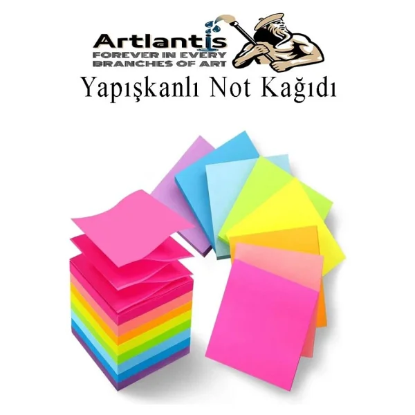 Yapiskanli Not Kagidi 4 Renk 400 Sayfa 1 Paket Buzul Kup Blok Yapiskanli Postit 75X75 Mm Renkli - Görsel 4
