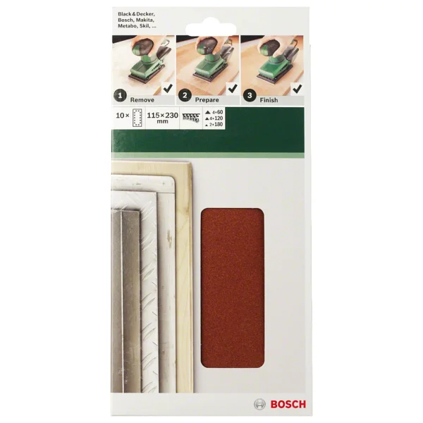 Bosch 2609256B25 115 x 230 mm 10'lu 60/120/180 Kum Zımpara Kağıdı - Görsel 7
