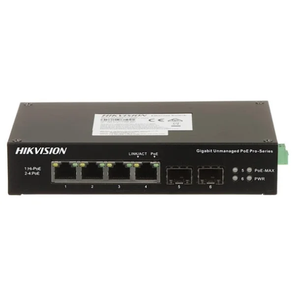 Hikvision DS-3T0506HP-E/HS(O-STD 4 Port 10/100/1000 3XGIGA PoE + 1XGIGA Hi-PoE 2 X SFP 60W Yonetılemez Switch - Görsel 7